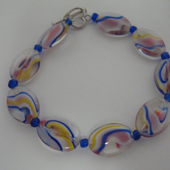 BEAUTIFUL ART GLASS BEADED BRACELET - Picture 2 of 4